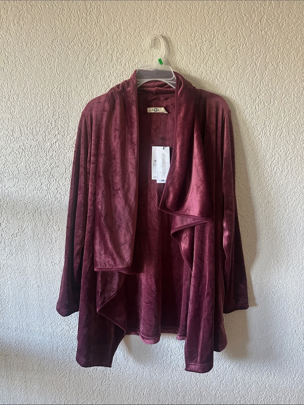 UGG Plush Open-Front Waterfall Cardigan - Burgundy